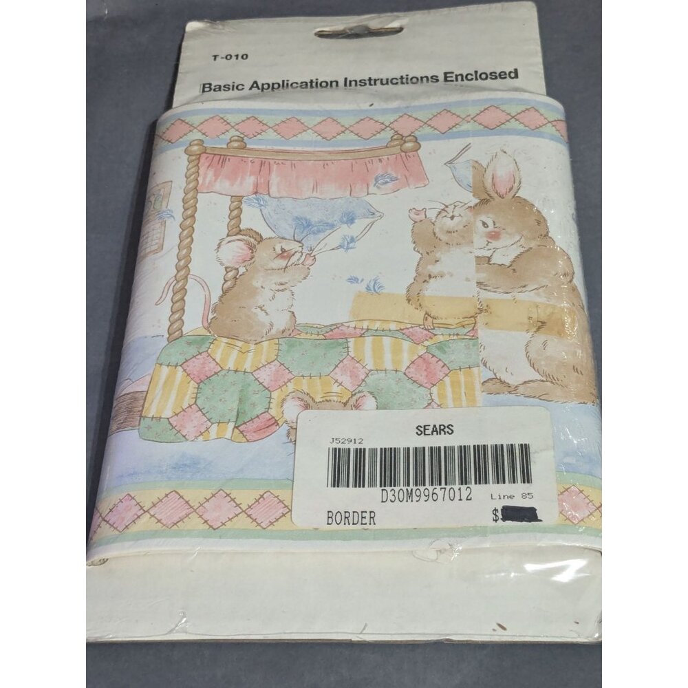 Colormate Coordinating Border Wallpaper Baby Animals Theme Bunny Mouse 15'x6.5" - Picture 2 of 2